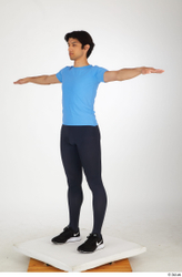Whole Body Man T poses White Sports Shirt Slim Standing Leggings Studio photo references